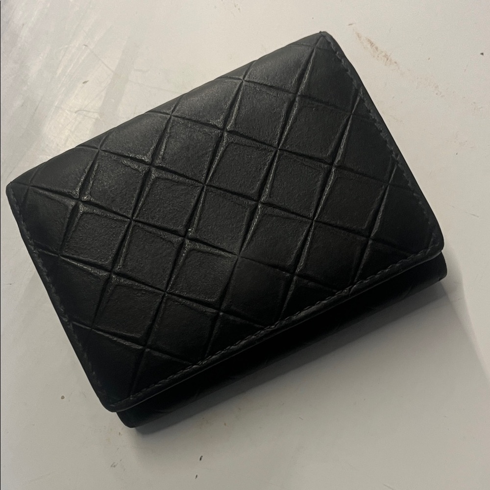 Bottega Veneta compact large interwoven intreciato wallet black
